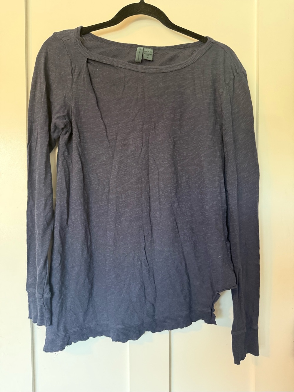 Anthropologie Left of Center Long-Sleeve Crewneck Top - Navy Blue